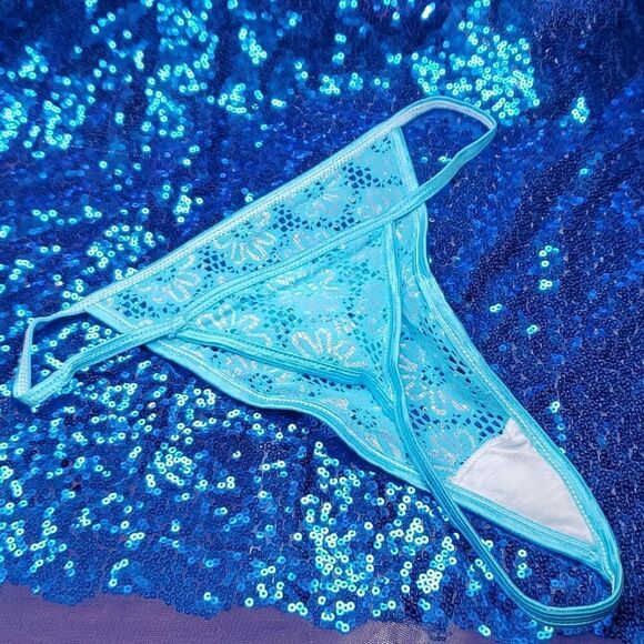 Blue Flower Thong Size 6 - Picture 3 of 6